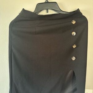 Elegant Black Button-Detail Skirt